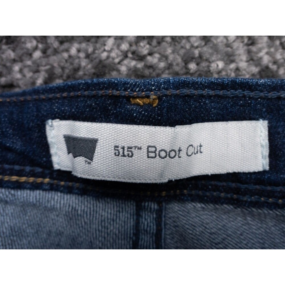 Levis 515 Boot Cut Jeans Womens 16 Blue Dark Wash Stretch Denim Casual Western - Picture 3 of 13
